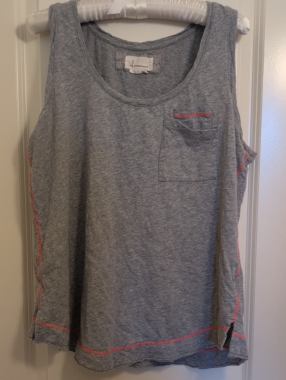 Anthropologie Tank With Pocket, Orange Trim ☀️